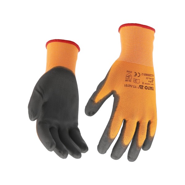 RĘKAWICE OCHRONNE POWLEKANE PU Z POWŁOKĄ DO OBSŁUGI SMARTFONA ROZMIAR 9 YT-74752