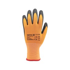 RĘKAWICE OCHRONNE NYLONOWE 15G POWLEKANE NITRYLEM Z POWŁOKĄ DO OBSŁUGI SMARTFONA ROZMIAR 8 YT-74754