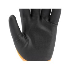 RĘKAWICE OCHRONNE NYLONOWE 15G POWLEKANE NITRYLEM Z POWŁOKĄ DO OBSŁUGI SMARTFONA ROZMIAR 9 YT-74755