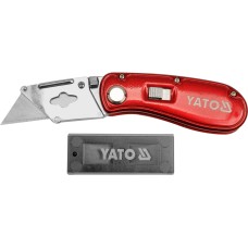 NOŻYK Z OSTRZEM TRAPEZOWYM + OSTRZA ZAPASOWE 61X33 MM YT-7534