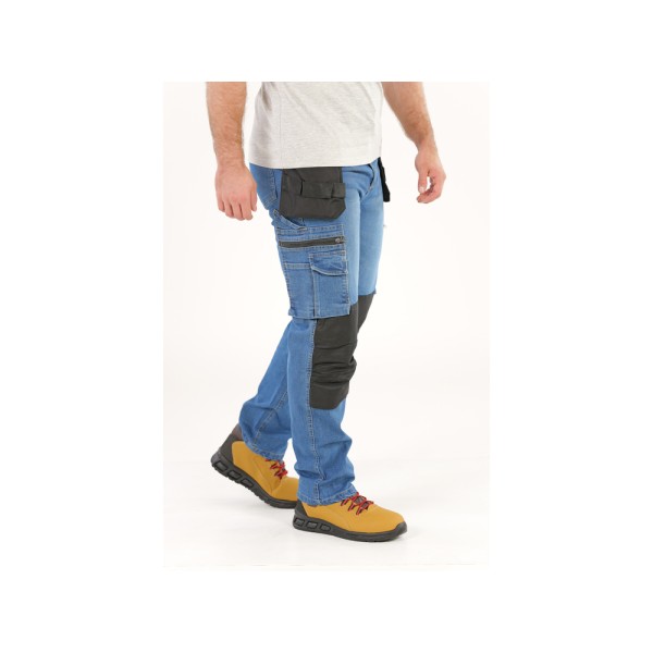 SPODNIE ROBOCZE MONTERSKIE STRETCH JEANS DARK BLUE ROZM. XL YT-79054