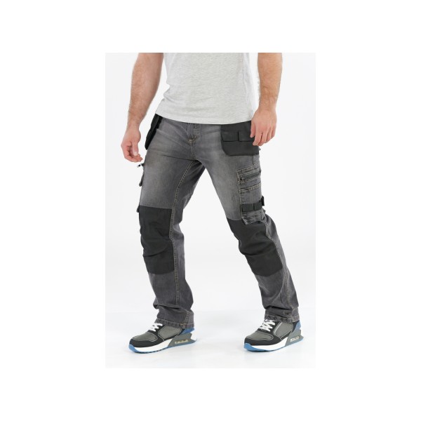 SPODNIE ROBOCZE MONTERSKIE STRETCH JEANS STEEL GREY ROZM. XL YT-79064