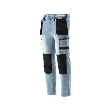 SPODNIE ROBOCZE MONTERSKIE STRETCH JEANS LIGHT BLUE ROZM. XL YT-79074
