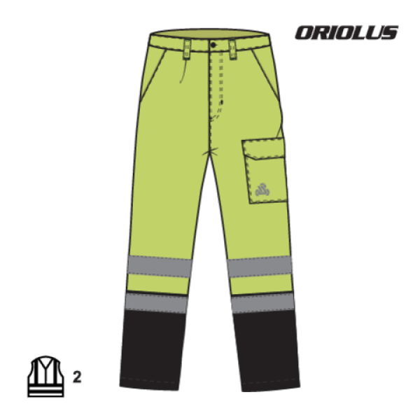SPODNIE ROBOCZE OSTRZEGAWCZE ORIOLUS ROZM. 2XL YT-79374