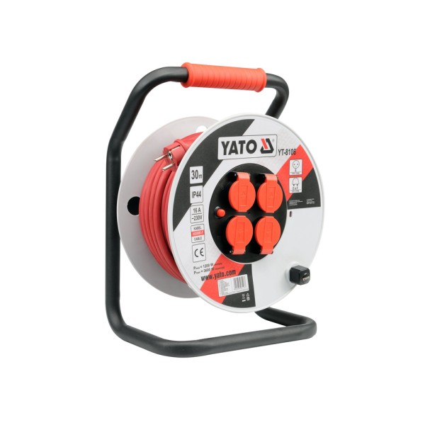 PRZEDŁUŻACZ NA BĘBNIE PLASTIKOWYM 30 M, PRZEWÓD 3X2,5MM2 YT-8106