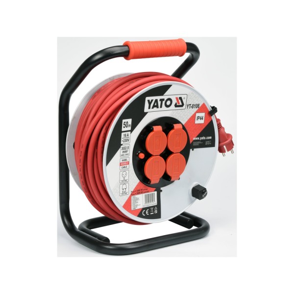 PRZEDŁUŻACZ NA BĘBNIE PLASTIKOWYM 50 M, PRZEWÓD 3X2,5MM2 YT-8108