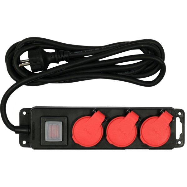 PRZEDŁUŻACZ LISTWA ZASILAJĄCA WARSZTATOWA IP 44 TRZY GNIAZDA Z UZIEMIENIEM WYŁĄCZNIK 3M 1,5MM2 YT-81240