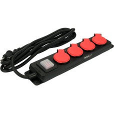 PRZEDŁUŻACZ LISTWA ZASILAJĄCA WARSZTATOWA IP 44 CZTERY GNIAZDA Z UZIEMIENIEM WYŁĄCZNIK 3M 1,5MM2 YT-81241