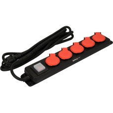 PRZEDŁUŻACZ LISTWA ZASILAJĄCA WARSZTATOWA IP 44 PIĘĆ GNIAZD Z UZIEMIENIEM WYŁĄCZNIK 3M 1,5MM2 YT-81242