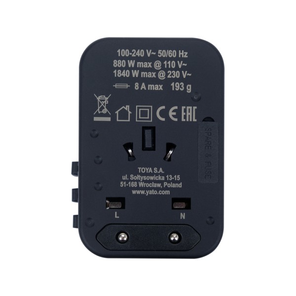 ADAPTER PODRÓŻNY DO PONAD 150 KRAJÓW USB-C PD 65W YT-81303