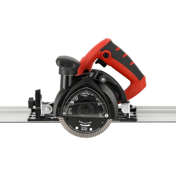 PRZECINARKA Z PROWADNICĄ 125MM 1400W DO GRESU, Z FUNKCJĄ FAZOWANIA PŁYTEK ORAZ PRZYŁĄCZEM DO ODKURZACZA YT-821591