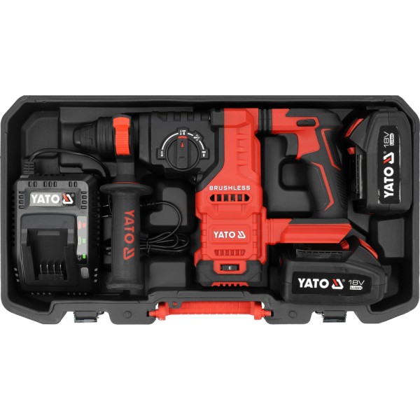 MŁOTOWIERTARKA 18V + 2X4AH (BL MOTOR) SILNIK BEZSZCZOTKOWY, 2 AKUMULATORY 4 YT-827724