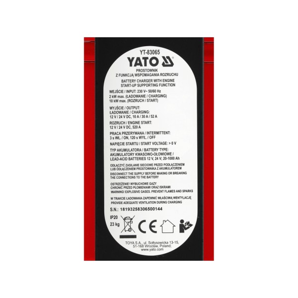 PROSTOWNIK Z ROZRUCHEM 20-1000AH YT-83065