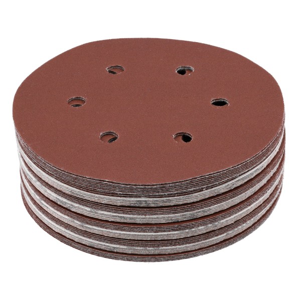 KRĄŻEK ŚCIERNY NA RZEP, 6 OTWORÓW, P220 150 MM / 50 SZT. YT-834588