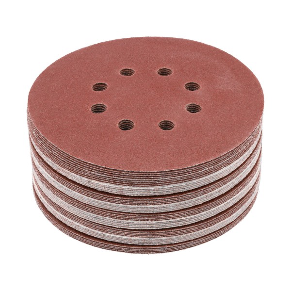 KRĄŻEK ŚCIERNY NA RZEP, 8 OTWORÓW, P80 150 MM / 50 SZT. YT-834593