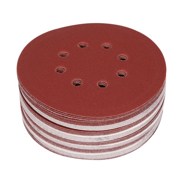 KRĄŻEK ŚCIERNY NA RZEP, 8 OTWORÓW, P180 150 MM / 50 SZT. YT-834597