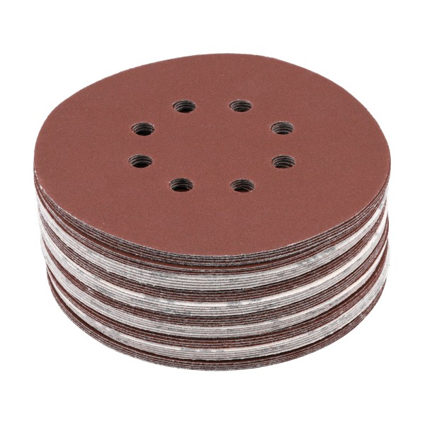 KRĄŻEK ŚCIERNY NA RZEP, 8 OTWORÓW, P220 150 MM / 50 SZT. YT-834598