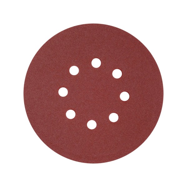 KRĄŻEK ŚCIERNY NA RZEP, 8 OTWORÓW, P240 150 MM / 50 SZT. YT-834599