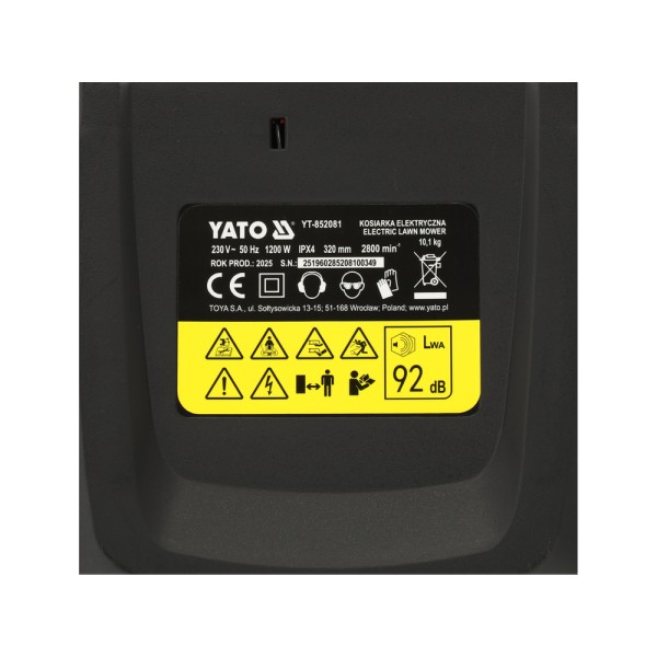 KOSIARKA ELEKTRYCZNA 1200W SILNIK INDUKCYJNY 320 MM YT-852081