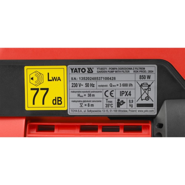 HYDROFOR ELEKTRONICZNY 850W Z FILTREM YT-85371