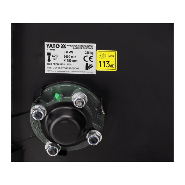 SPALINOWY ROZDRABNIACZ DO GAŁĘZI ŚREDNICA DO 150 MM, POJ. 420 CM3 YT-86158