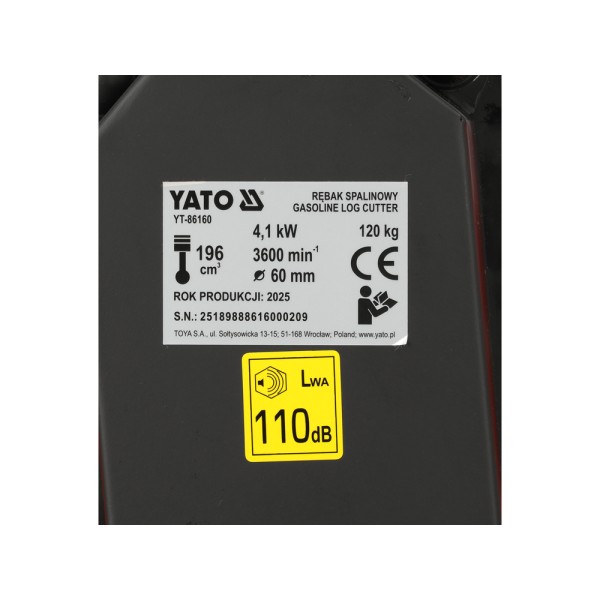 RĘBAK/PRZECINARKA DO GAŁĘZI SPALINOWA ŚREDNICA CIĘCIA 60 MM, POJ. 196 CM3 YT-86160