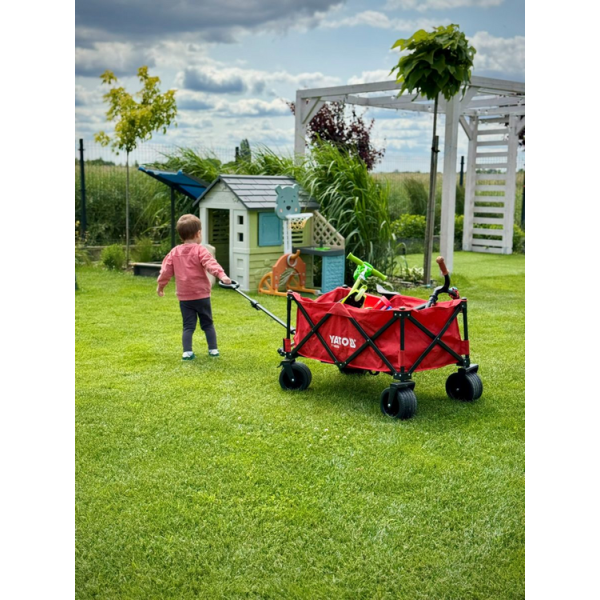 WÓZEK OGRODOWY TURYSTYCZNY SKŁADANY Z SZEROKIMI OPONAMI 100KG + MATA YT-86950