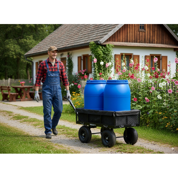 WÓZEK OGRODOWY XL 450KG Z POKROWCEM KOŁA 13