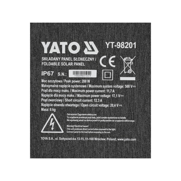 SKŁADANY PANEL SŁONECZNY SOLARNY 200W 4W1 YT-98201