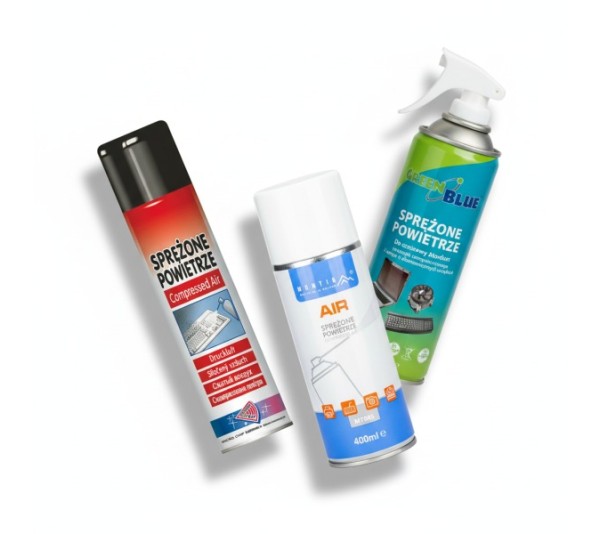 Preparaty czyszczące, czyściwa i sprężone powietrze