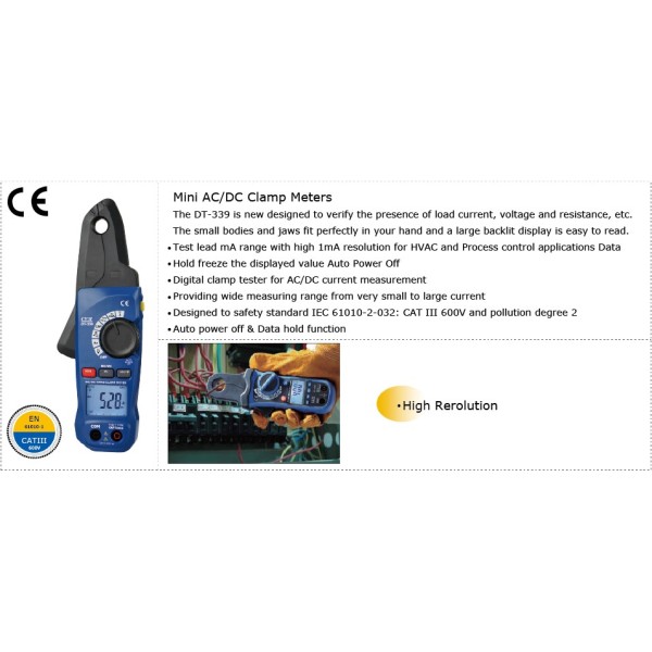 DT-339 Струмовимірювальні кліщі AC/DC True RMS 80A