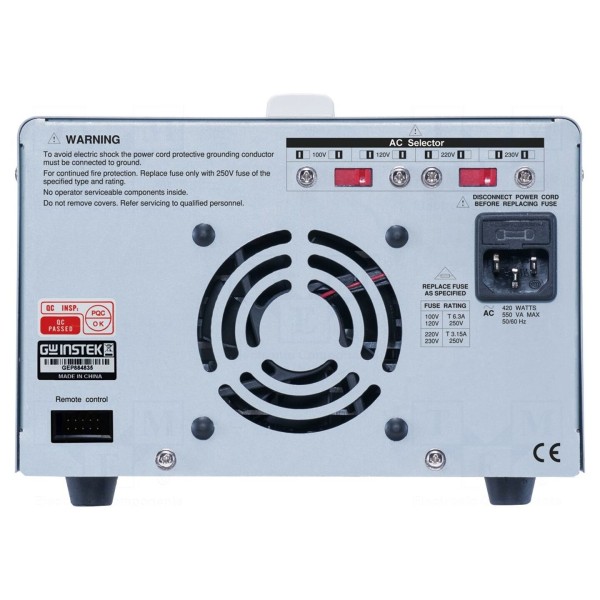 Zasilacz laboratoryjny: standardowy GW INSTEK GPE-6030