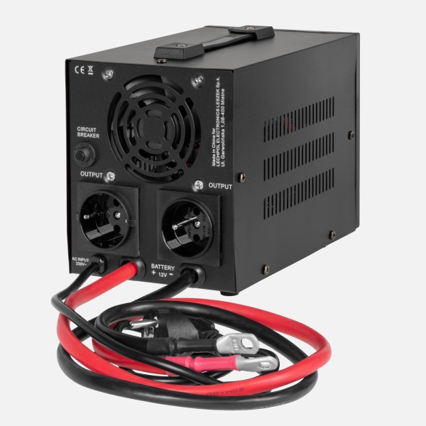 Zasilacz awaryjny KEMOT PROsinus-800-LFP4 przetwornica z czystym przebiegiem sinusoidalnym i funkcją ładowania  12V 230V 800VA/500W