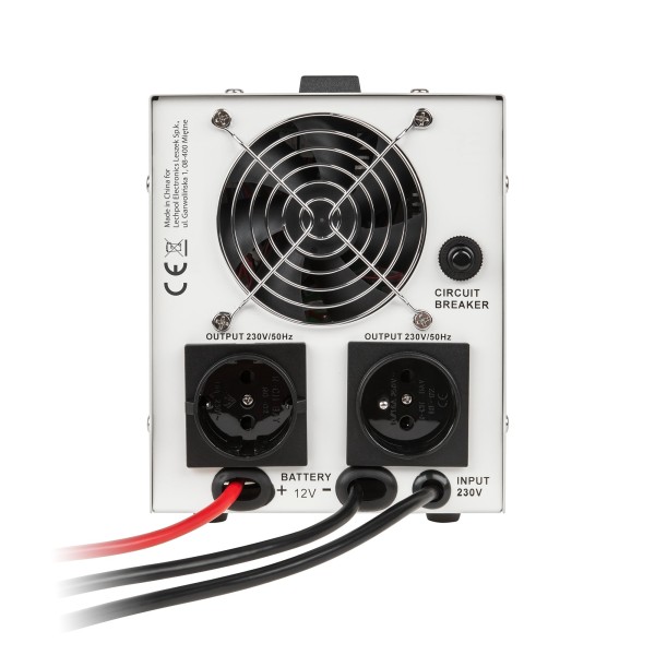 Zasilacz awaryjny KEMOT PROsinus-800 przetwornica z czystym przebiegiem sinusoidalnym i funkcją ładowania  12V 230V 800VA/500W