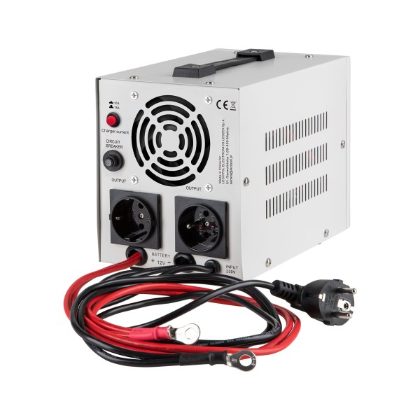 Zasilacz awaryjny KEMOT PROsinus-800 przetwornica z czystym przebiegiem sinusoidalnym i funkcją ładowania  12V 230V 800VA/500W