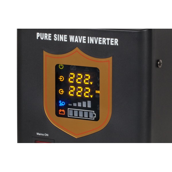 Zasilacz awaryjny KEMOT PROsinus-800 przetwornica z czystym przebiegiem sinusoidalnym i funkcją ładowania 12V 230V 800VA/500W - kolor czarny