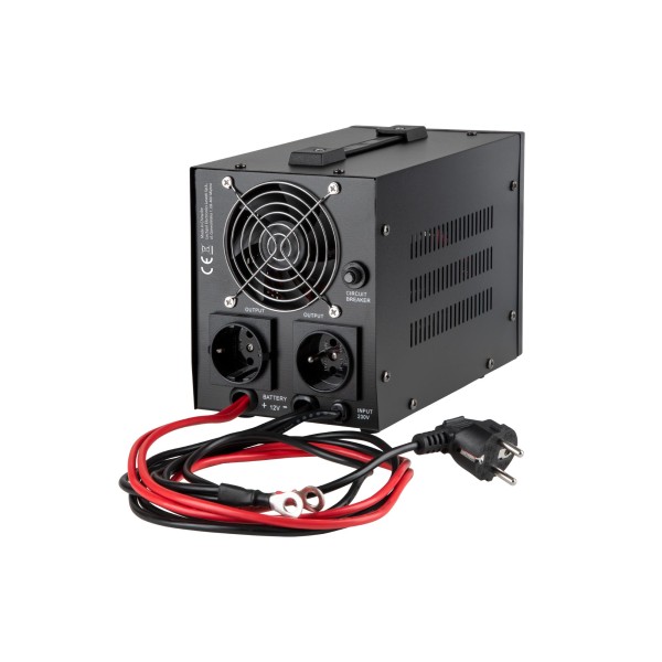 Zasilacz awaryjny KEMOT PROsinus-800 przetwornica z czystym przebiegiem sinusoidalnym i funkcją ładowania 12V 230V 800VA/500W - kolor czarny