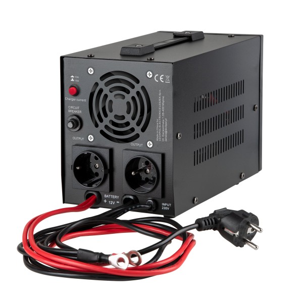 Zasilacz awaryjny KEMOT PROsinus-800 przetwornica z czystym przebiegiem sinusoidalnym i funkcją ładowania 12V 230V 800VA/500W - kolor czarny