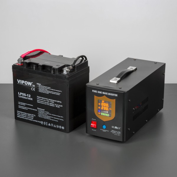 Zasilacz awaryjny KEMOT PROsinus-1000  przetwornica z czystym przebiegiem sinusoidalnym i funkcją ładowania  12V 230V 1000VA/700W - kolor czarny