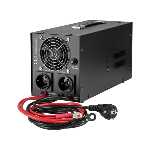 Zasilacz awaryjny KEMOT PROsinus-1000  przetwornica z czystym przebiegiem sinusoidalnym i funkcją ładowania  12V 230V 1000VA/700W - kolor czarny