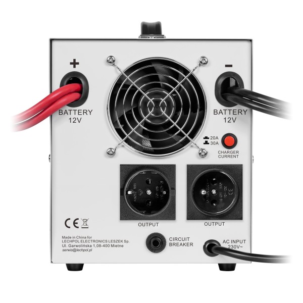 Zasilacz awaryjny KEMOT PROsinus-2000  przetwornica z czystym przebiegiem sinusoidalnym i funkcją ładowania  12V 230V 2000VA/1200W