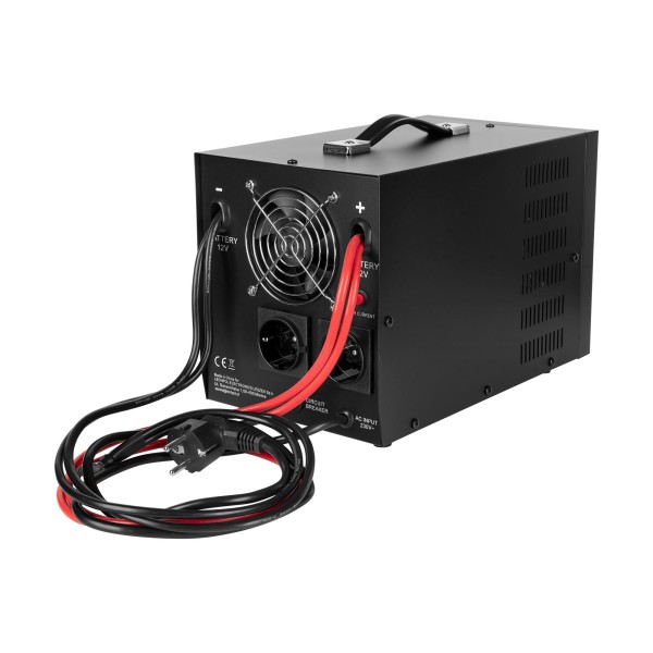 Zasilacz awaryjny KEMOT PROsinus-2000  przetwornica z czystym przebiegiem sinusoidalnym i funkcją ładowania 12V 230V 2000VA/1200W - kolor czarny