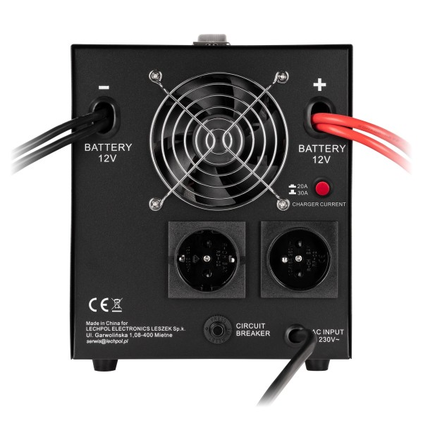 Zasilacz awaryjny KEMOT PROsinus-2000  przetwornica z czystym przebiegiem sinusoidalnym i funkcją ładowania 12V 230V 2000VA/1200W - kolor czarny