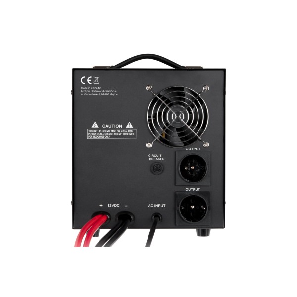 Zasilacz awaryjny KEMOT PROsinus-2000  przetwornica z czystym przebiegiem sinusoidalnym i funkcją ładowania 12V 230V 2000VA/1200W - kolor czarny