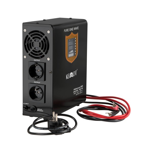 Zasilacz awaryjny naścienny KEMOT PROsinus-800 przetwornica z czystym przebiegiem sinusoidalnym i funkcją ładowania 12V 230V 800VA/500W
