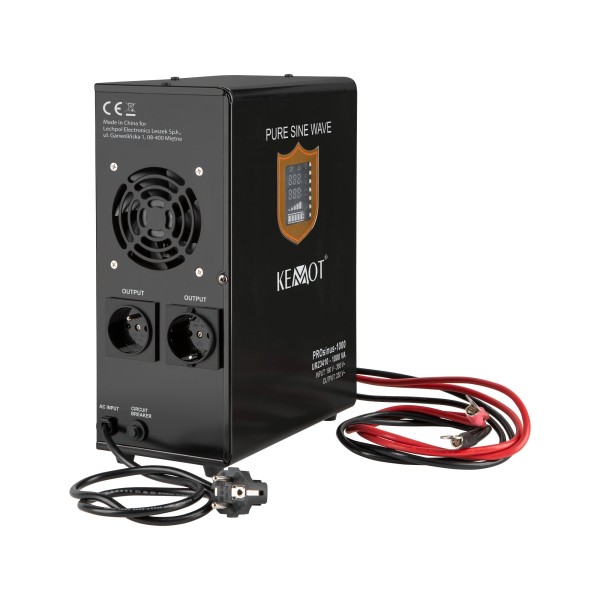 Zasilacz awaryjny naścienny KEMOT PROsinus-1000  przetwornica z czystym przebiegiem sinusoidalnym i funkcją ładowania  12V 230V 1000VA/700W