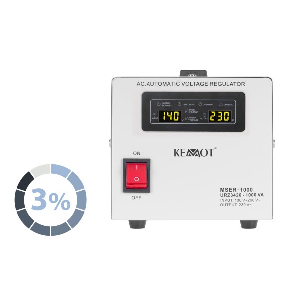 Automatyczny stabilizator napięcia  KEMOT MSER-1000 (1000 VA, serwomotor)
