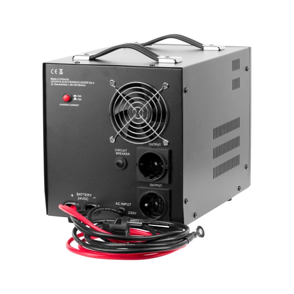 Zasilacz awaryjny KEMOT PROsinus-2000/24  przetwornica z czystym przebiegiem sinusoidalnym i funkcją ładowania  24V 230V 2000VA/1400W - kolor czarny