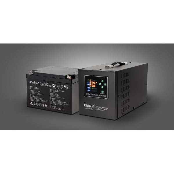 Zasilacz awaryjny KEMOT PROsinus-2600/24-LFP4  przetwornica z czystym przebiegiem sinusoidalnym i funkcją ładowania  24V 230V 2600VA/1800W