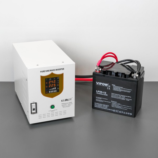 Zasilacz awaryjny KEMOT PROsinus-2200  przetwornica z czystym przebiegiem sinusoidalnym i funkcją ładowania  12V 230V 2200VA/1600W
